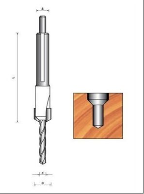 Countersink TCT boren bits met M5 * 10 stelschroef en centrum punt